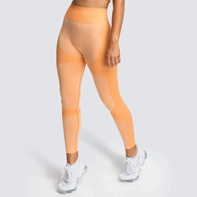 Штаны для йоги с высокой талией, бесшовные женские спортивные Леггинсы, для фитнеса, одноцветные, для занятий спортом, для тренировок, длинные колготки, для спортзала, для бега, брюки для девочек - Цвет: Yellow
