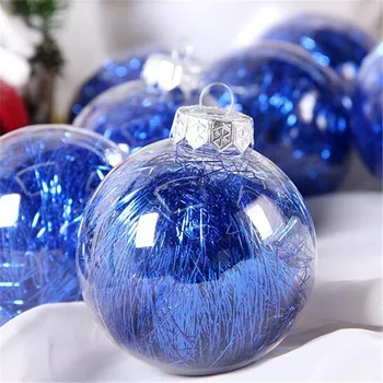 

8PCS 10CM Handmade Transparent Christmas Balls Merry Christmas Tree Hanging Decorations Xmas Ornament Balls Party DIY