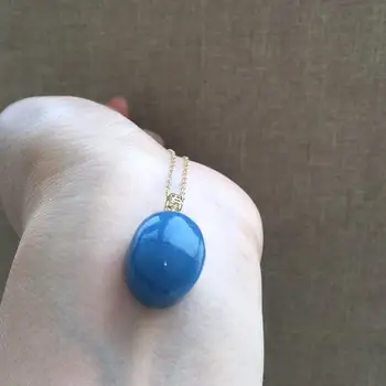

H515 Aquamarine Neckalce Fine Jewelry 100% Natural Blue Aquamarine Carved 6.7grams Female Women's Gemstones Pendant Necklaces