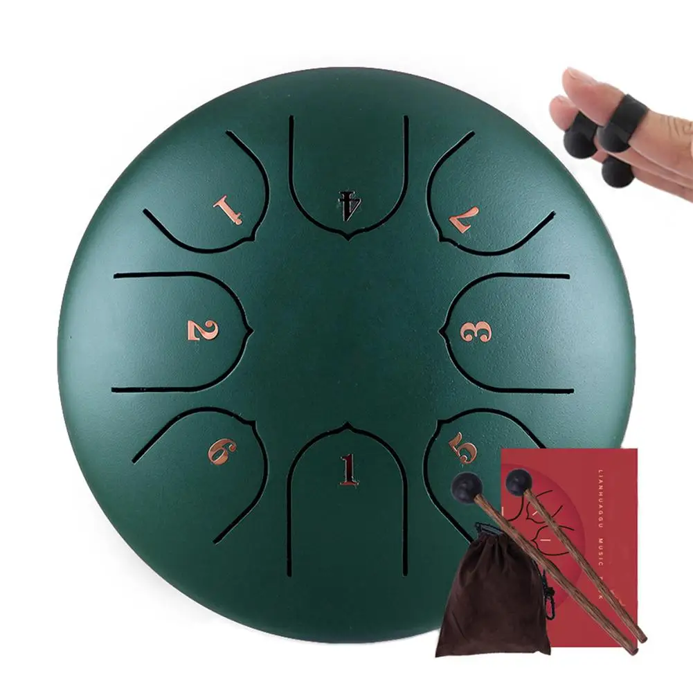 6 дюймов 8 нот D Основной стальной язык барабан Handpan ручной танкбарабан с барабанчиками с пальчиковыми кроватками Йога Медитация Zazen Релакс