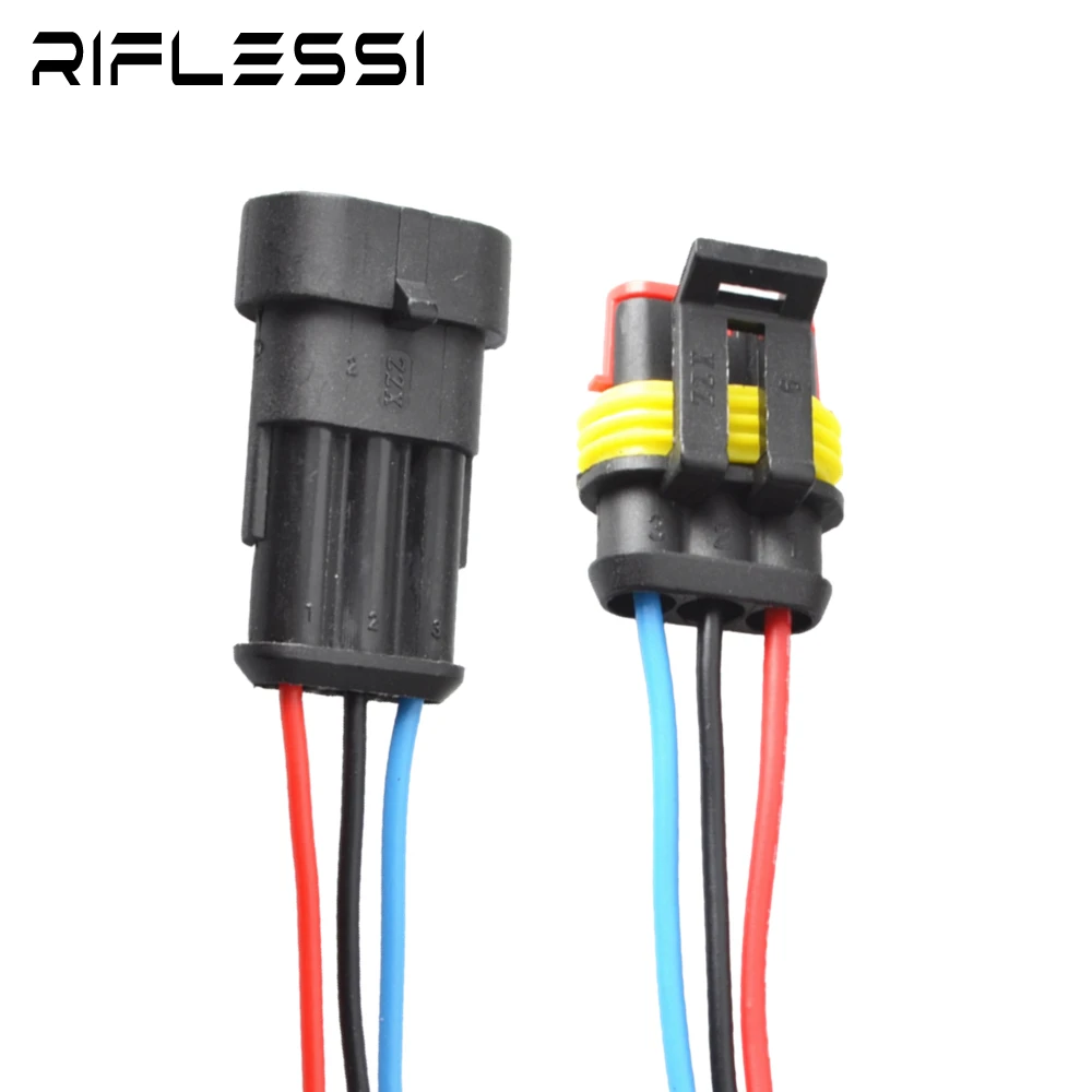 

10 x 3 Pin Way Sealed Waterproof Electrical Wire Connector Plug Set Auto Connectors With Cable