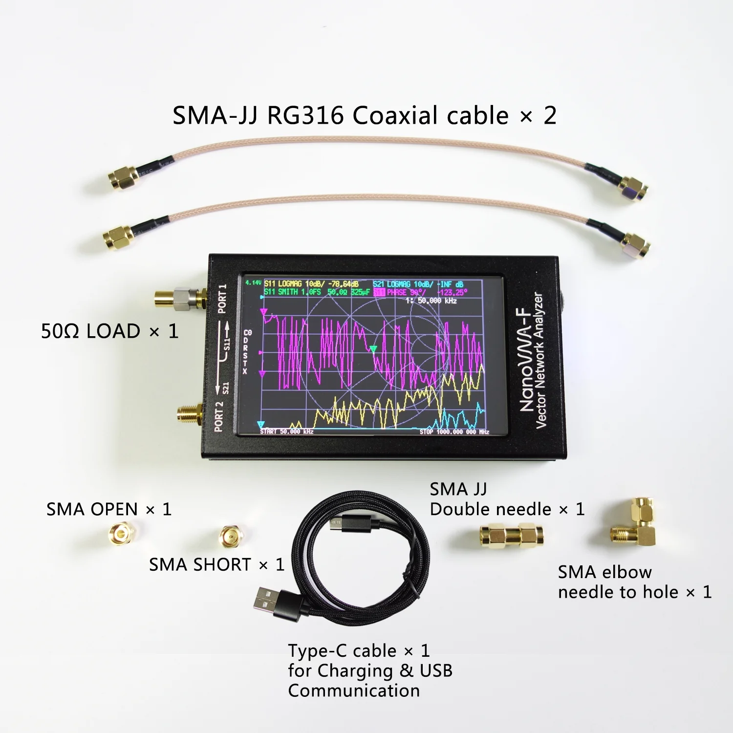 NanoVNA-F VNA HF VHF УВЧ векторная сетевая антенна анализатор+ 4,3 дюймов ips lcd+ металлический чехол+ аккумулятор 5000 мАч