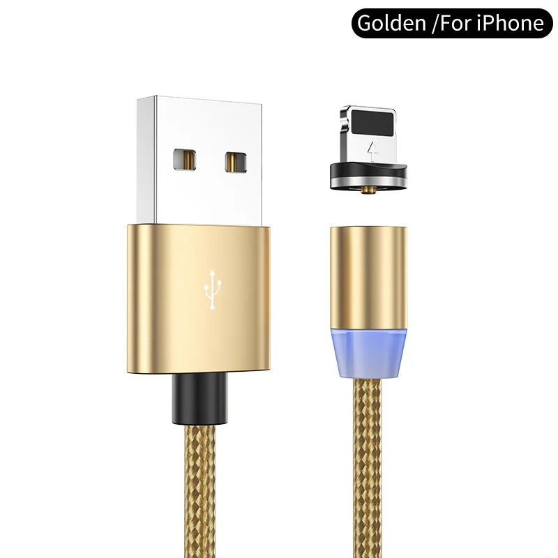Gold for iPhone YKZ Магнитный кабель Micro USB кабель для iPhone samsung type C Магнитный зарядный USB кабель Micro USB C Магнитный телефонный кабель освещение - Цвет: Gold for iPhone