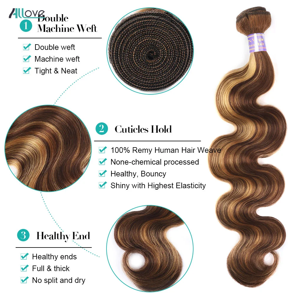 5x5 Closure With Bundles Highlight Bundles With Closure Transparent P4/27 Ombre Honey Blonde Body Wave human hair bundles