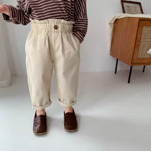 

Spring 2022 Girls Solid Color High Waist Pants 1-6 Years Toddler Kids Cotton Loose Casual Trousers Children Bottoms