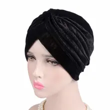2020 Hot sprzedaży moda Casual Stretch złota aksamitna Headwrap Turban kobiety muzułmańskie czepek dla osób po chemioterapii rocznika kobiet czapki Bonnet femme tanie tanio CN (pochodzenie) Zwykły hijabs Poliester Dla dorosłych NONE Velvet YJ30941