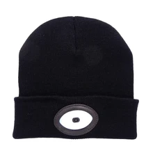 Унисекс USB перезаряжаемые Бег открытый Велоспорт Туризм светодиодный свет вязаная шапочка-бини теплый колпачок