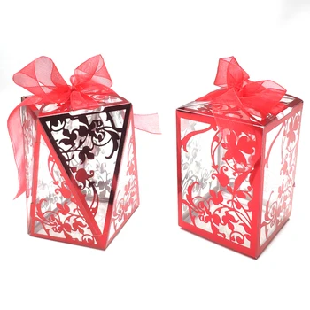 

Transparent Plastic Candy Boxes Party Wedding Favor Boxes Red Christmas Gift Box Decorations Clear Plastic Candy Box Baby Shower