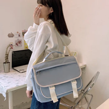 

NEW Real Photo Korean Version Of Shoulder Bag Soft Girl Bag Large-capacity Retro Joker Student Backpack Messenger Bag