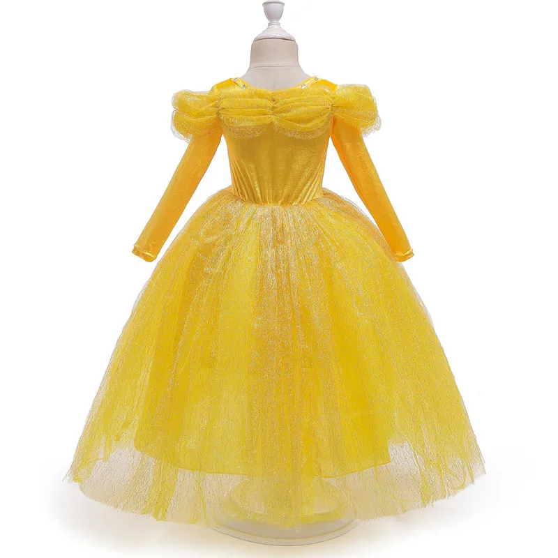 Покупатели рекомендуют осенний Косплей детская одежда платье с длинными рукавами желтое платье принцессы для девочек праздничное платье на Хэллоуин