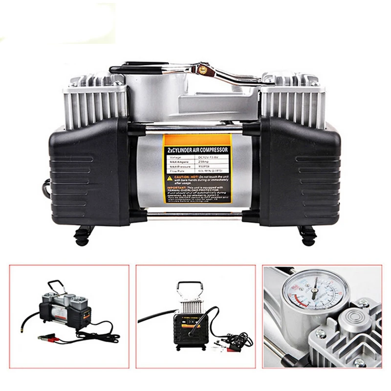 

12V 150PSI Portable Heavy Duty Dual Cylinder Air Pump Tire Inflator Air Compressor For Air Compressor Car Truck Tire Inflator