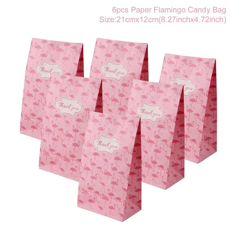 6pcs Flamingo Bag Staraise 24/40 шт. Русалка мешок для конфет на вечеринку Стикеры День рождения Декорации спасибо Русалка Подарочная коробка Стикеры s Упаковка для подарков - Цвет: 6pcs Flamingo Bag