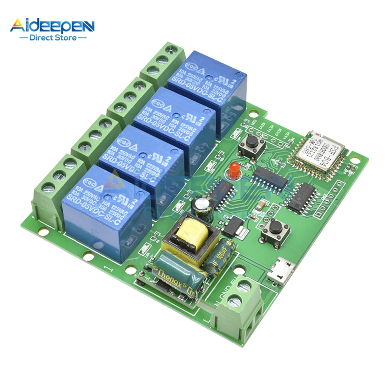 DC 5 V-32 V 12V AC 220V Wifi релейный переключатель 4 канала беспроводной Wifi релейный модуль дистанционное управление переключатель приложение управление для умного дома