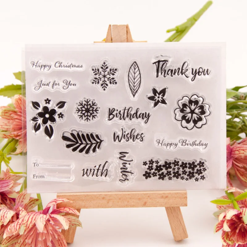 

1pc Birthday Wishes Transparent Seal Clear Silicone Stamp Cutting DIY Scrapbook Rubber Coloring Embossing Decor Reusable 11*8cm