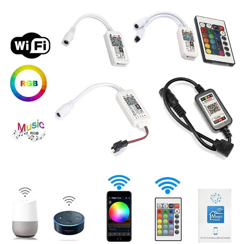 

DC5V 12V 24V Bluetooth WIFI RGB/RGBW IR RF LED Controller Magic Home WiFi LED Controller For 5050 WS2811 WS2812B Pixel LED Strip