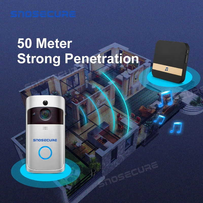 SNOSECURE Smart WiFi IP Camera Doorbell 720P Intercom Alarm for Home Wireless Video Doorphone For Apartment Day And Night Vision
