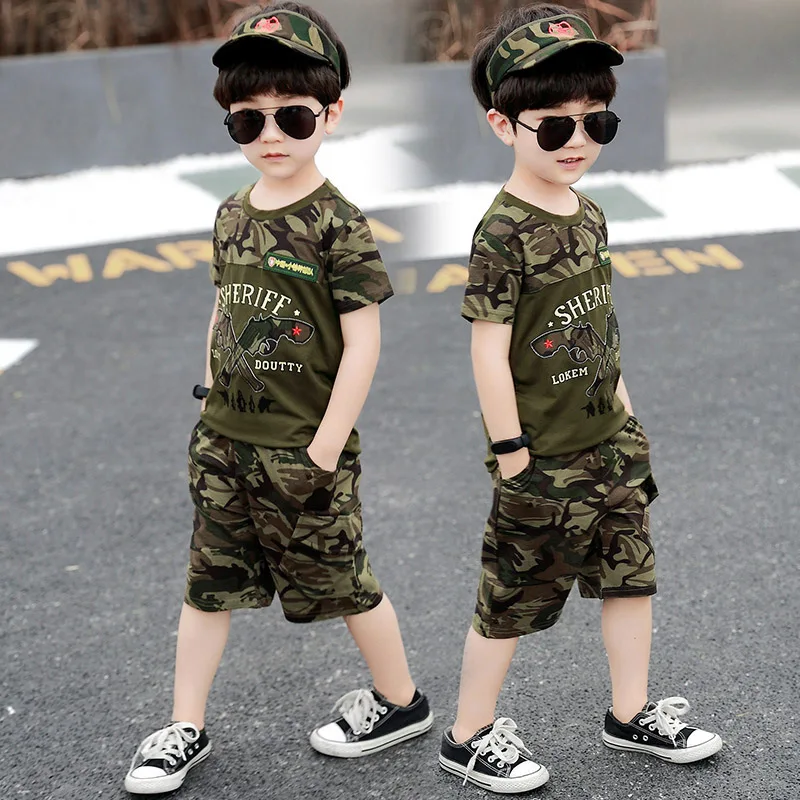 

BOY'S Camouflage Set Summer 2019 New Style Childrenswear Fashion Clothing Big Boy Western Style Two-Piece Set Boys' Clothes