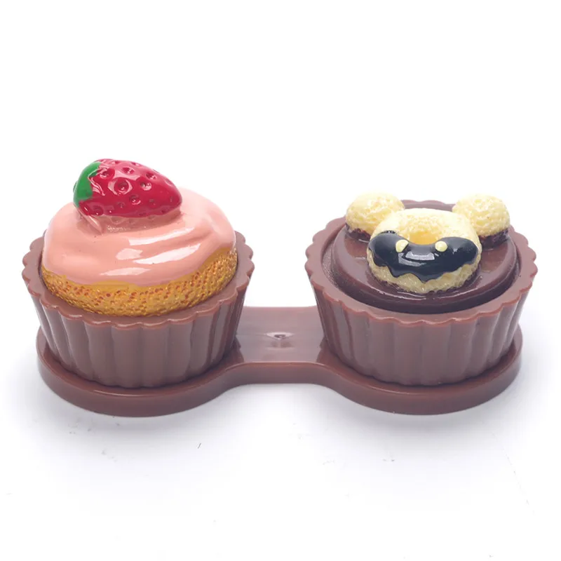 6 цветов милый имитирующий торт крем в форме контактных линз чехол Коробка для набор для ухода за глазами держатель Контейнер