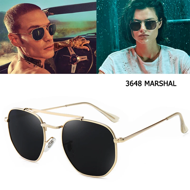 DPZ Мода полигон металлический стиль 3648 MARSHAL поляризованные солнцезащитные очки унисекс винтажные классические брендовые дизайнерские солнцезащитные очки Oculos De Sol