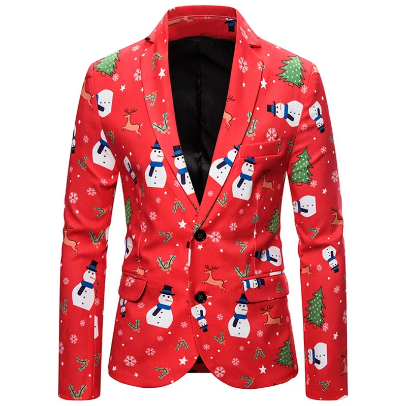 MJARTORIA Blazer Men Christmas Suit Jacket Costume New 2019 Mens Printing Slim Fit Blazer Stylish Coat Halloween Wild Tops Coats