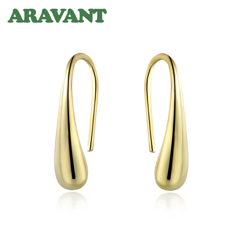 925 Silver Earring For Women Water Drop Gold Earrings Fashion Wedding Jewelry Gifts 3 Colors