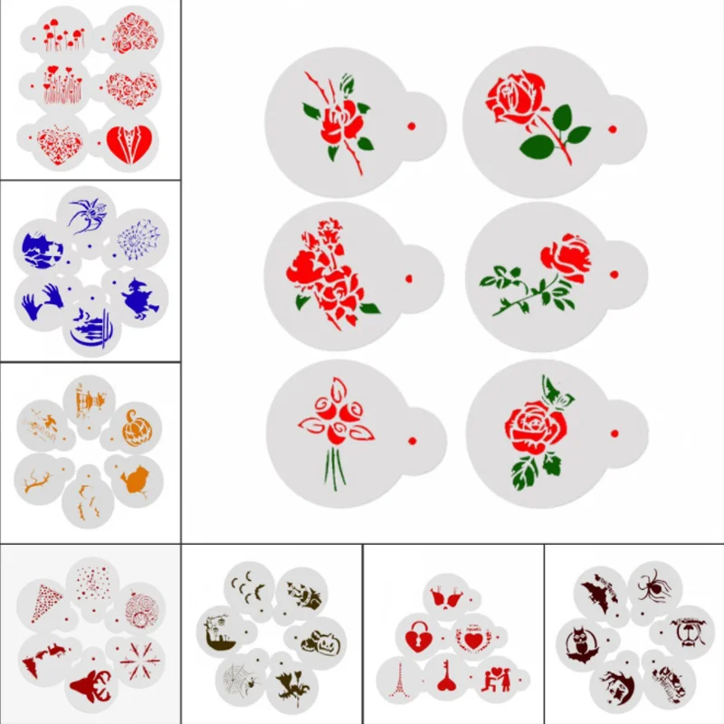 

6pc Heart roses animal Stencils DIY Painting Wall Scrapbooking Photo Album Embossing Bullet Journal Stencils Drawing Template