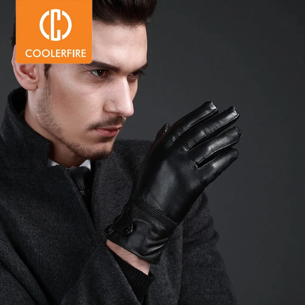 

New Designer Gloves For Men High Quality Genuine Leather sheepskin Mittens Warm Winter Men's Gloves Black Male Glove ST027