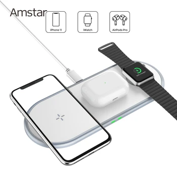 

Amstar 3 in 1 Wireless Charger For iPhone 11 Pro XR XS Max AirPods Apple Watch 5 4 3 2 Wireless Charging Pad for iWatch iPhone