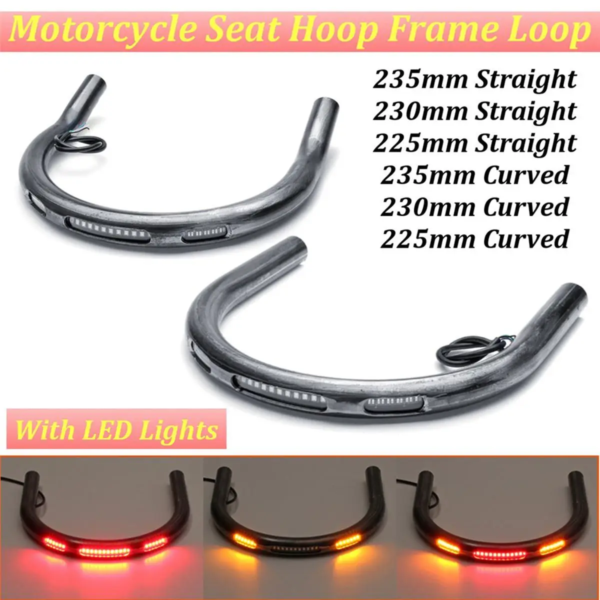 

22mm Universal Motorcycle Rear Seat Frame Hoop Loop LED Stop Turn Signal Brake Light for Cafe Racer/Honda/Kawasaki/Suzuki/Yamaha
