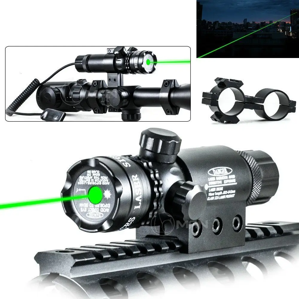 

HOT Tactical Hunting Rifle Green Laser Sight Dot Scope Adjustable w/ Mount Laser Levels Green Light Focus Gauge