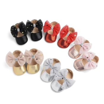

5 Colors Baby Boy Girl PU Leather Baby Moccasins First Walkers Shoes Bow Fringed Soft Soled Non-slip Footwear Crib Shoes
