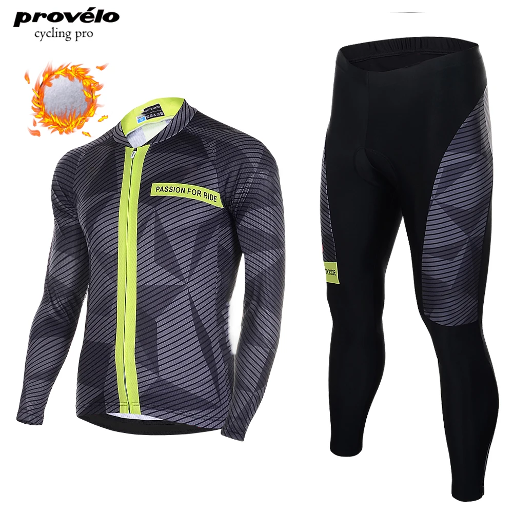 

New Men's Winter Cycling Clothing Set Long Sleeve Thermal Fleece Cycling Jersey Set ropa de ciclismo de invierno Keep Warm Kit