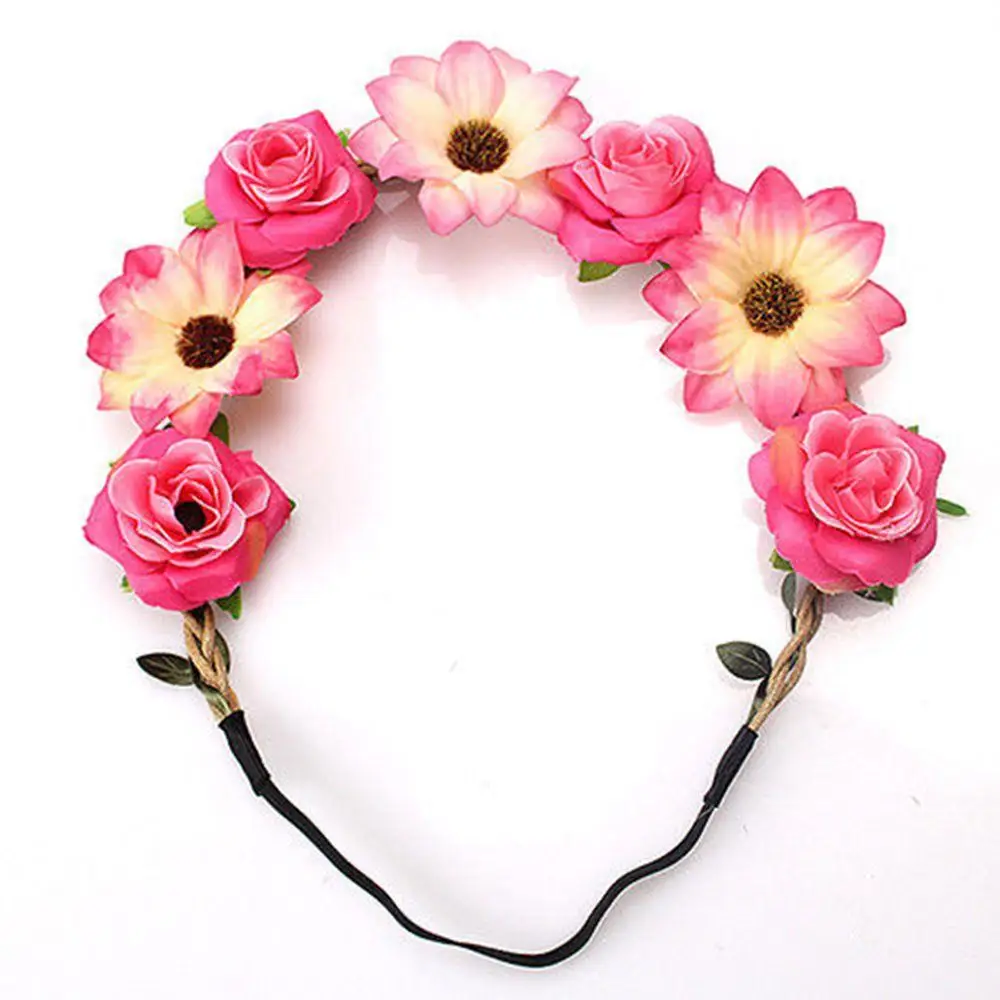 Fascia per capelli con fiori per donne e ragazze, corona floreale