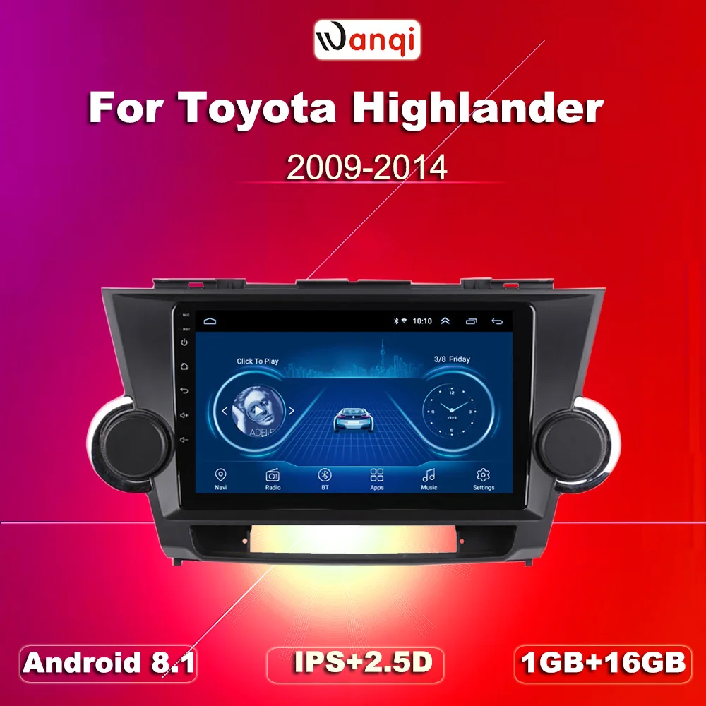 9 дюймов Android 8 1 2.5D Закаленное HD Сенсорное радио для Toyota highlander 2009 2014 с Bluetooth USB WIFI