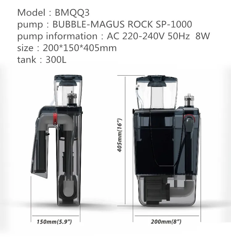 バブルマグス-qq1ナノプロテインスキマー,外部ウォーターポンプ,リーフ