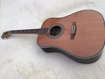 

2018 New + Factory + OEM acoustic guitar red pine acoustic electric guitar round body classic acoustic guitar solid cedar top