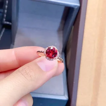 

Natural And Real Garnet Ring Wedding Engagement Rings for Women 925 sterling silver Ring
