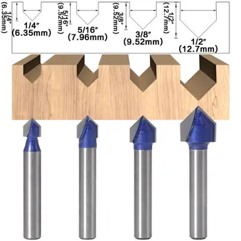 

6mm Shank 90 Degree V Groove Router Bit 1/4" 5/16" 3/8" 1/2" Engraving Cutter G99A