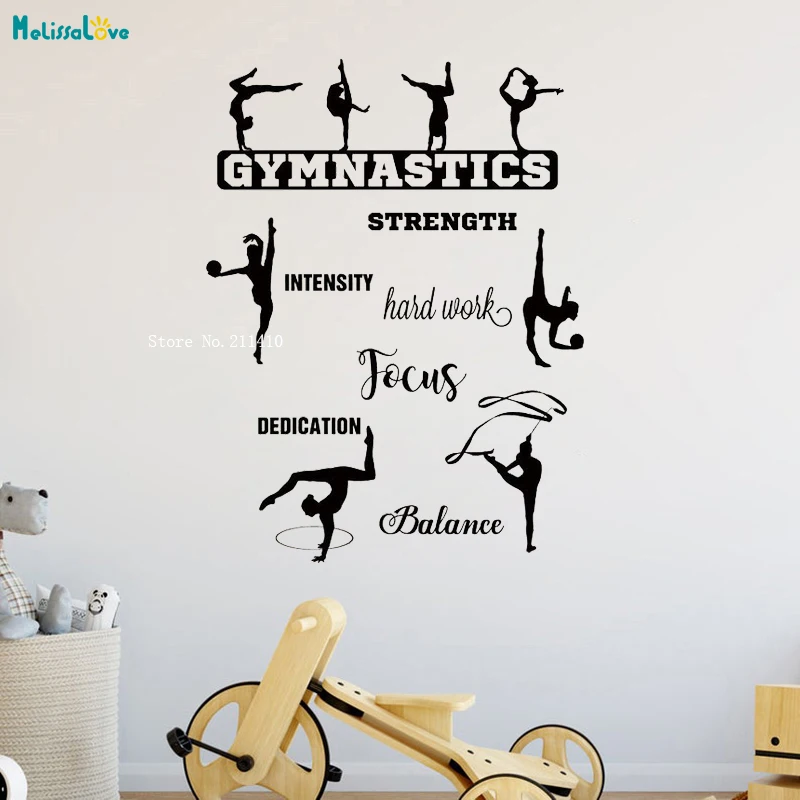 Gymnastics Girl Wall Sticker Quote Bedroom Decal Ballerina Girl Quotation Decal 