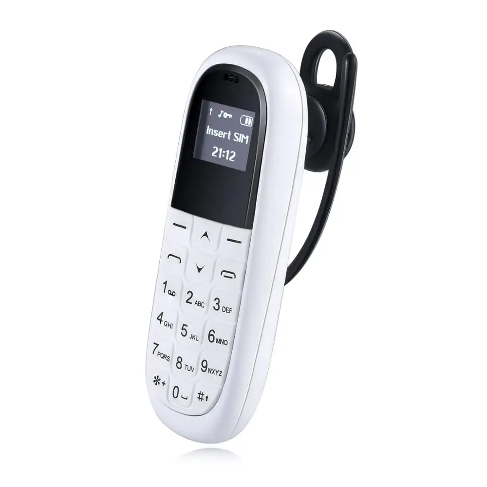 KK1 мини телефон экстренной карты с резервным кошельком телефон ультратонкий беспроводной Bluetooth наушники дозвона маленький сотовый телефон - Цвет: Белый