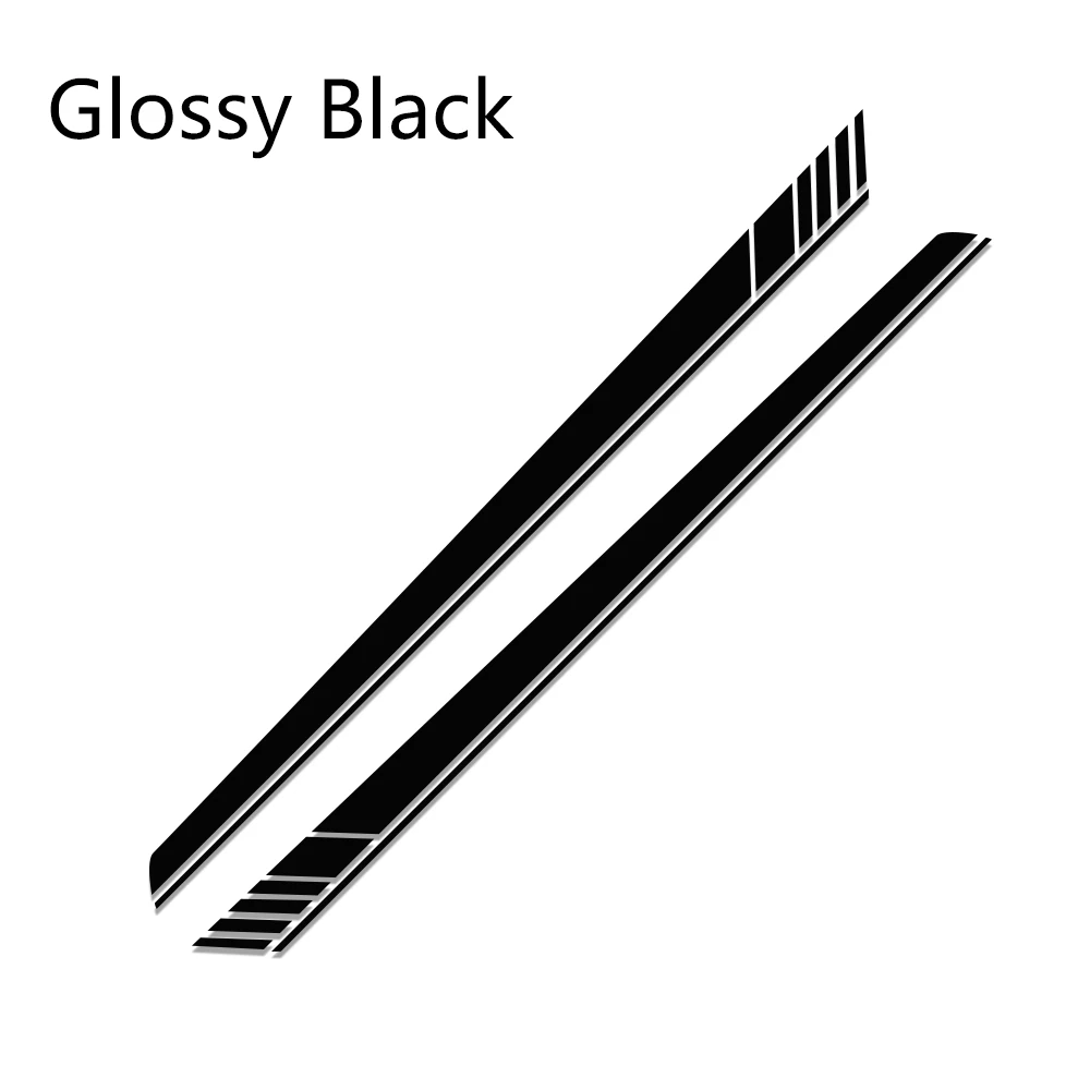 Glossy Black 2 шт 220x14 см авто боковые тела Спортивные Гонки длинные полосы виниловые наклейки на машину обертывание наклейки DIY стикер автомобиля аксессуары - Название цвета: Glossy Black