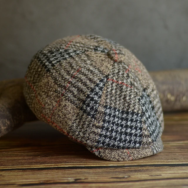 Autumn Winter Men's Newsboy Hat Wool Blend Male Beret Men And Women England Gatsby Retro Hat Driver Flat Cap 1