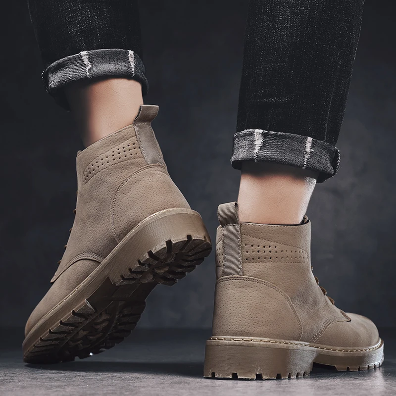 Botas hombre; коллекция года; Мужская обувь; зимняя замшевая кожаная защитная обувь; ботильоны; мужская повседневная обувь; высокие водонепроницаемые военные ботинки; VII