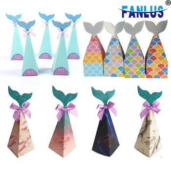 

50pcs/Set Paperboard Candy Box Decorations Theme Mermaid Party Favors Decoration Baby Shower Packing Gift Boxes Decor Supplies