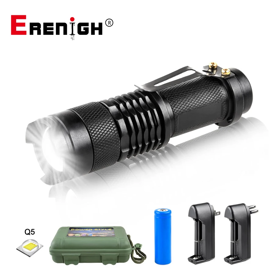 Adjustable Focus Mini Flashlight CREE Q5 2000 Lumens LED Flashlight Torch Lantern AA 14500 Torch Linterna LED Mount