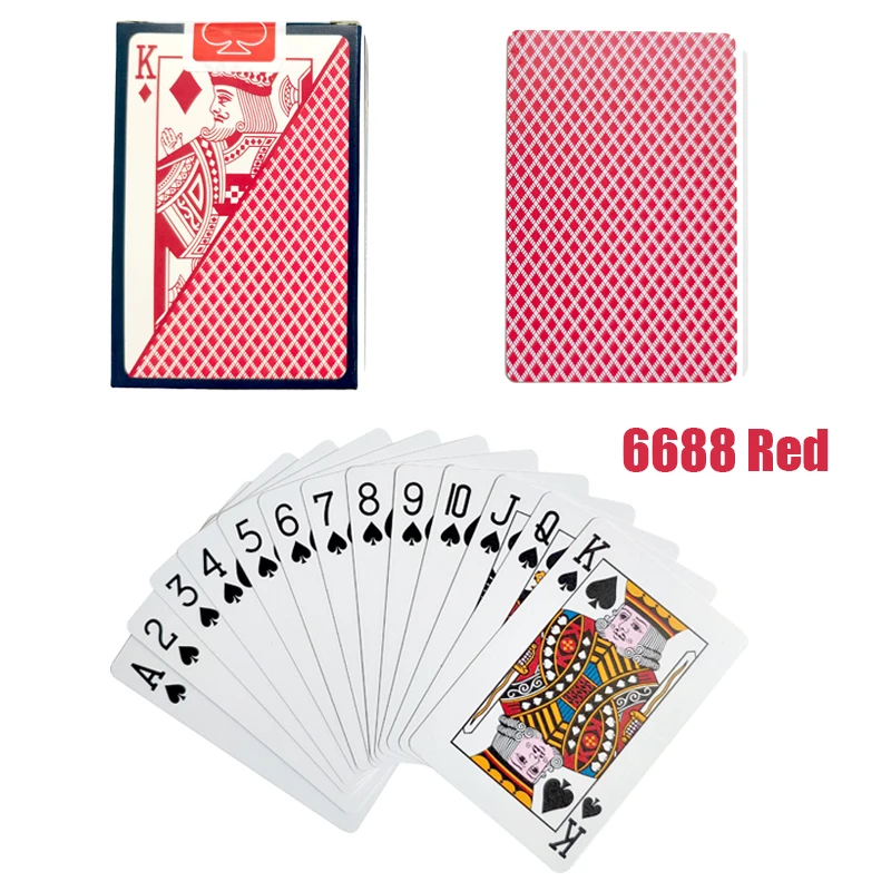 Шаблон Baccarat пластиковые водонепроницаемые игральные карты игры техасский холдем покер карты; настольные игры 58*88 мм карты - Цвет: 6688 RED