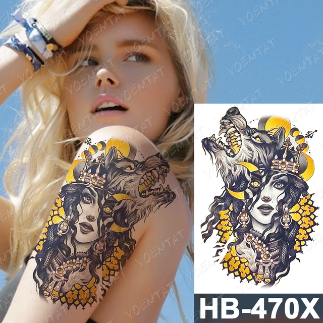 Waterproof Temporary Tattoo Sticker Dark Old School Moth Butterfly Flash Tattoos Snake Rose Body Art Arm Fake Tatoo Women Men 19-HB470X