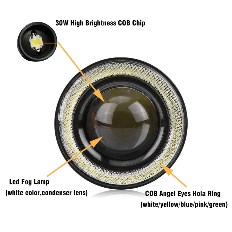 LED Fog Light LED Light 2pcs 3.0 Angel Eyes Fog Lamp 12V Universal 2.5 COB LED DRL Lamp 3.5 Driving Lights