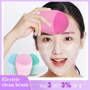 

Face Cleansing Brush Facial Cleanser Foreoing Silicone Scrub Pore Washing Exfoliator Brush Skin Care Sonic Massager For Face