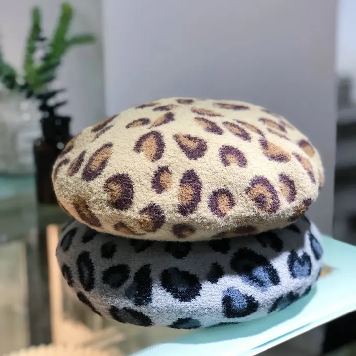 

Trendy New Korean Ins Fashion Leopard Beret Female Leopard Print Cappello Donna Boinas Para Mujer Gorros Invierno Czapka Zimowa